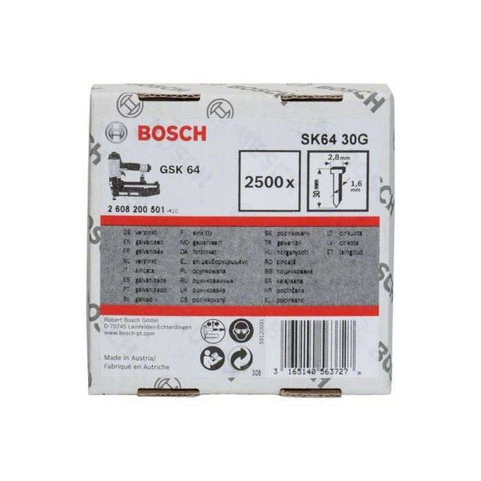 фото штифт bosch 1.4 х 1.6 х 30 мм 2500 шт. (2608200501)