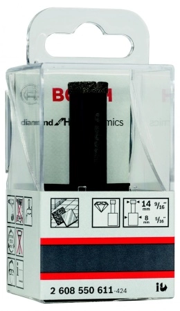 Коронка алмазная BOSCH Ф14х35мм резьба под адаптер (2608550611)