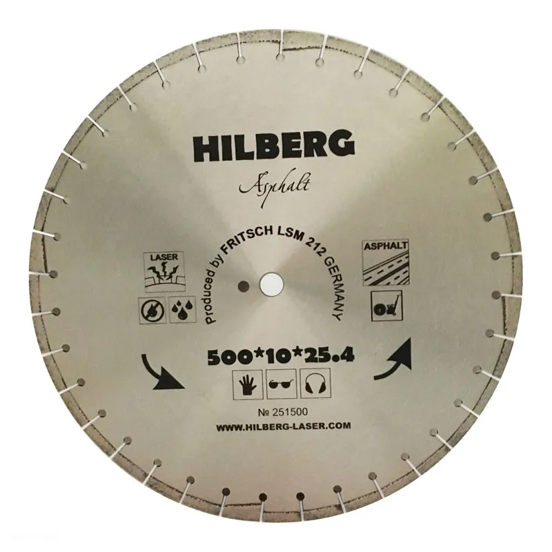 Диск алмазный HILBERG ASPHALT LASER 500 мм (сегментный, с защитным зубом)