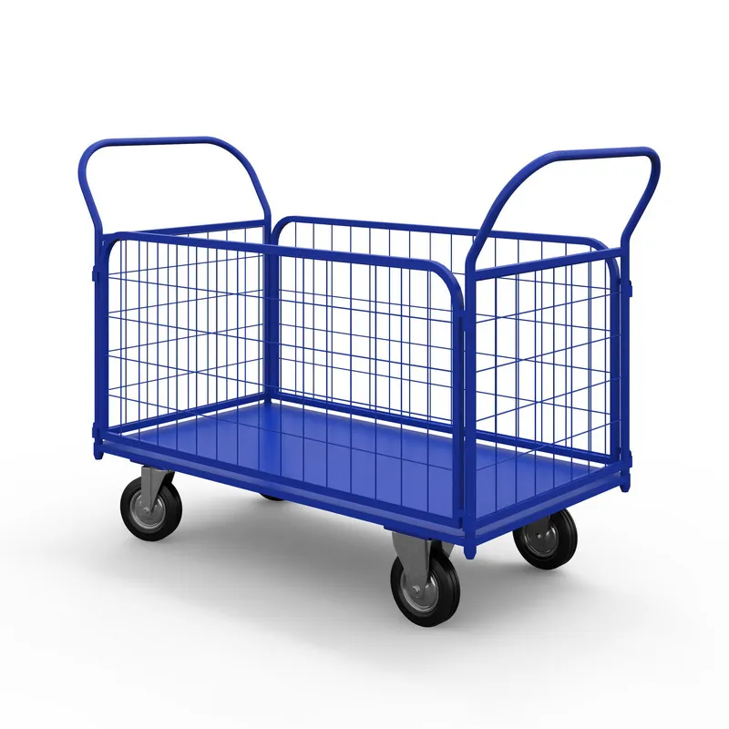 фото тележка платформенная с сетчатыми бортами тс 2 (600х900) г/п 550 кг.200 черная резина